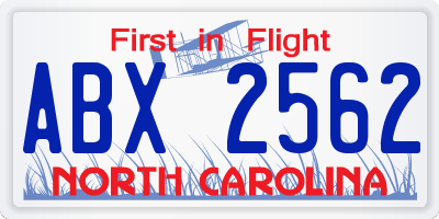 NC license plate ABX2562