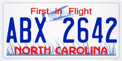NC license plate ABX2642