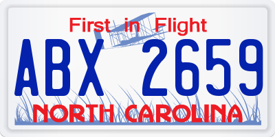 NC license plate ABX2659
