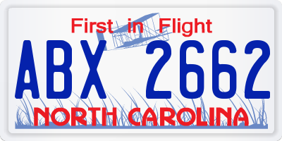 NC license plate ABX2662