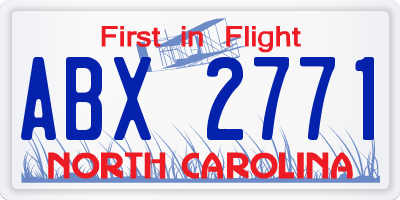 NC license plate ABX2771
