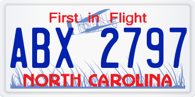 NC license plate ABX2797