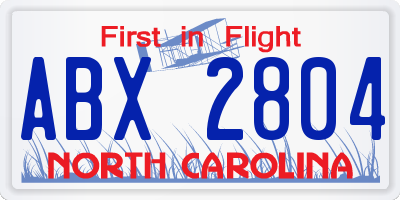 NC license plate ABX2804