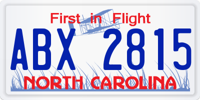 NC license plate ABX2815