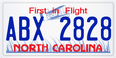 NC license plate ABX2828