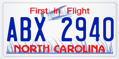 NC license plate ABX2940