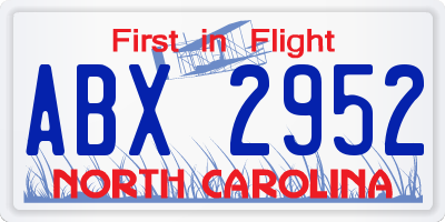 NC license plate ABX2952
