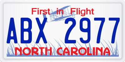 NC license plate ABX2977