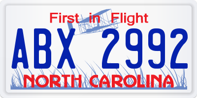 NC license plate ABX2992