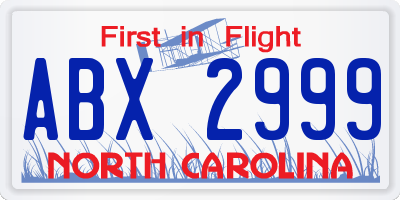 NC license plate ABX2999