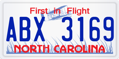 NC license plate ABX3169