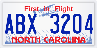 NC license plate ABX3204