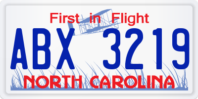 NC license plate ABX3219