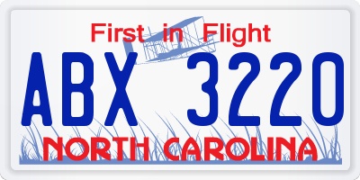 NC license plate ABX3220