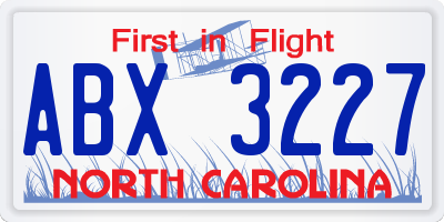 NC license plate ABX3227