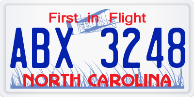 NC license plate ABX3248