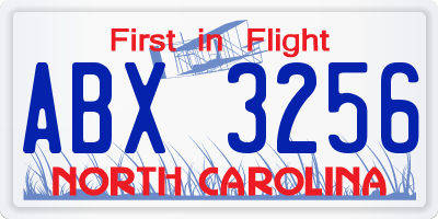NC license plate ABX3256