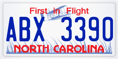 NC license plate ABX3390