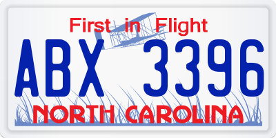 NC license plate ABX3396