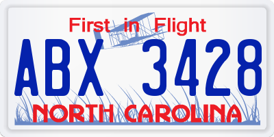 NC license plate ABX3428