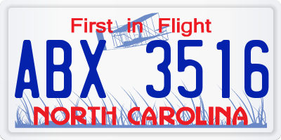 NC license plate ABX3516
