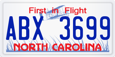 NC license plate ABX3699