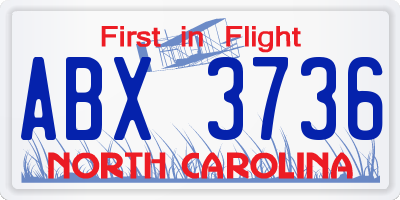 NC license plate ABX3736