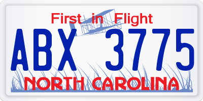 NC license plate ABX3775
