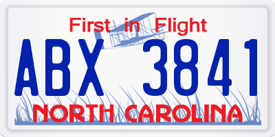NC license plate ABX3841