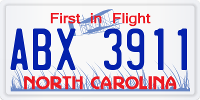 NC license plate ABX3911
