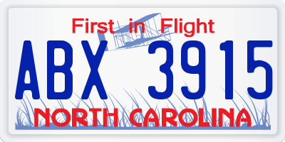 NC license plate ABX3915