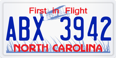 NC license plate ABX3942