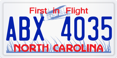 NC license plate ABX4035