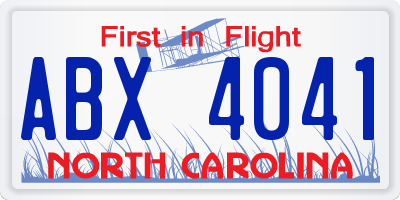 NC license plate ABX4041