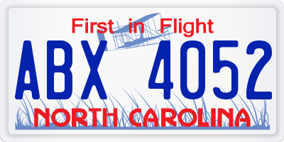 NC license plate ABX4052