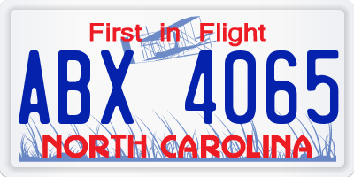 NC license plate ABX4065
