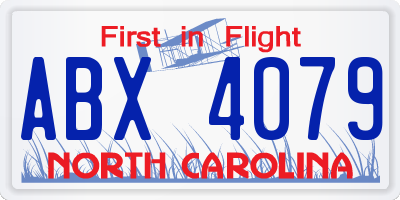 NC license plate ABX4079