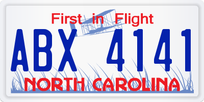 NC license plate ABX4141