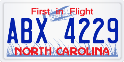 NC license plate ABX4229
