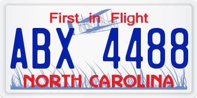 NC license plate ABX4488
