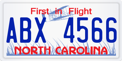 NC license plate ABX4566