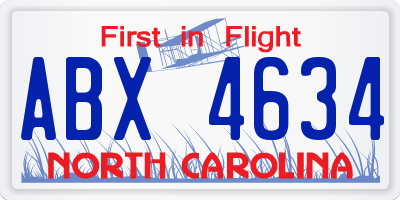 NC license plate ABX4634