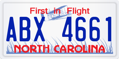 NC license plate ABX4661