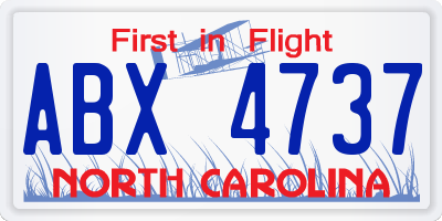 NC license plate ABX4737