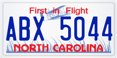 NC license plate ABX5044