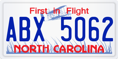 NC license plate ABX5062
