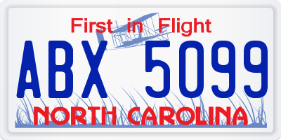 NC license plate ABX5099