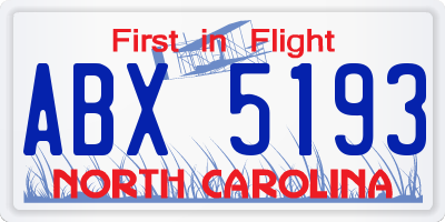 NC license plate ABX5193