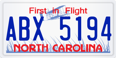 NC license plate ABX5194
