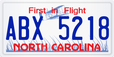 NC license plate ABX5218